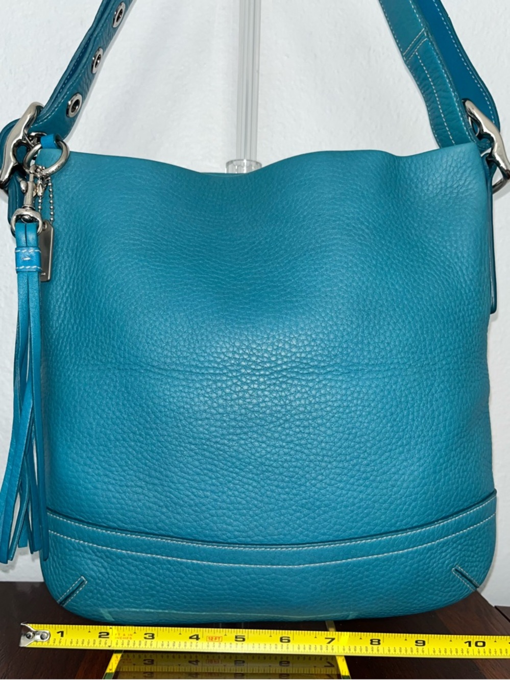 Coach Legacy Slim Shoulder Crossbody Bag in Teal Pebbled Leather 1427 like new - Picture 11 of 15